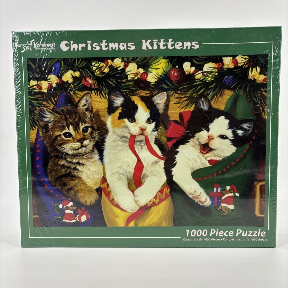 Vermont Christmas Co Jigsaw Puzzle 1000 Piece Christmas Kittens New Sealed USA